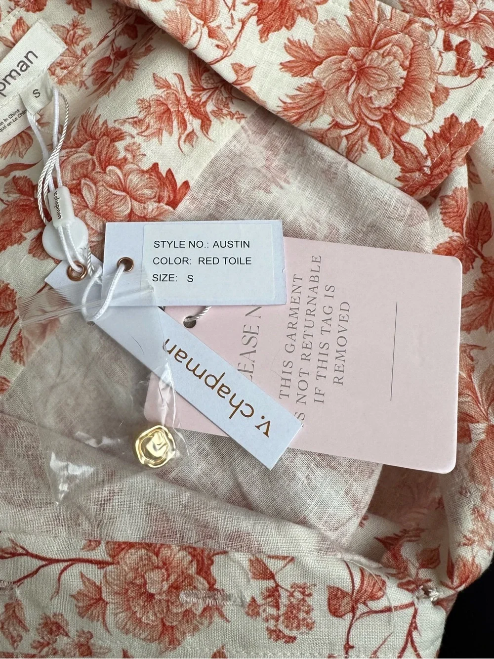 NWT V. Chapman The Austin Shirt & The Oliver Short in Red Toile Small/4